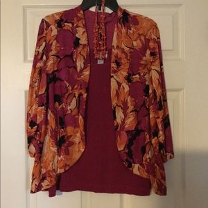 Chico’s Size 2 Fuchsia Orange Bolero Jacket